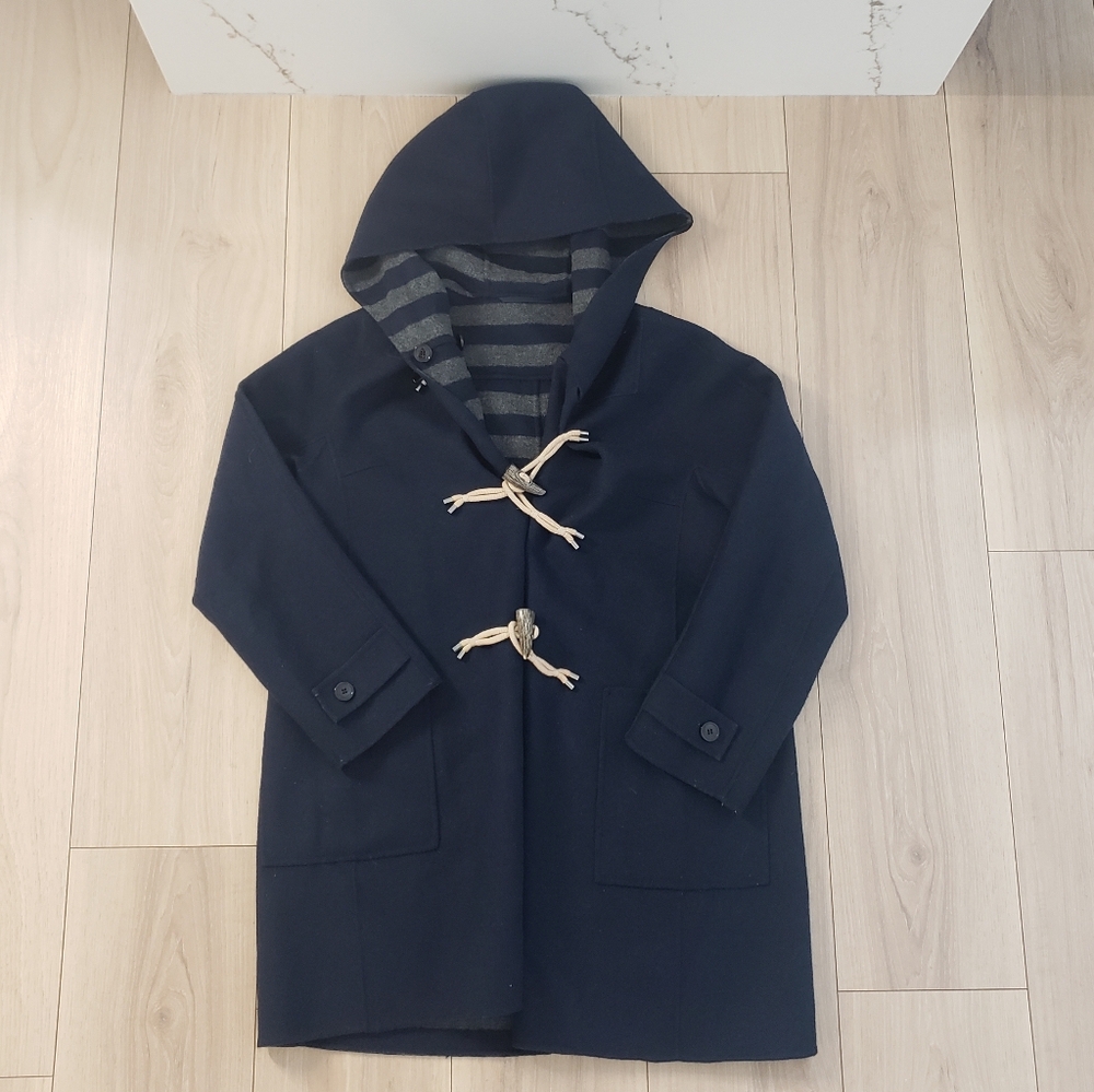 Reversible Women’s Toggle Hooded Jacket Navy & Striped Womens M/L